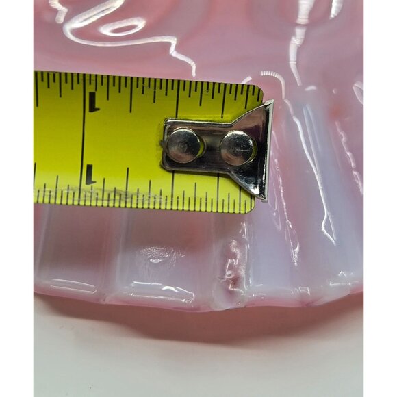 Vintage Fenton Cranberry Opalescent Glass Bowl With Ruffled Edge & Swirl Pattern - Picture 5 of 9